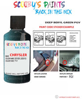 paint code location sticker for Chrysler Voyager Deep Beryl Green Code: Pgv Car Touch Up Paint
