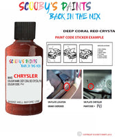 paint code location sticker for Chrysler Caravan Deep Coral Red Crystal Code: Pvj Car Touch Up Paint