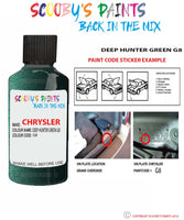 paint code location sticker for Chrysler Voyager Deep Hunter Green Code: G8 Car Touch Up Paint