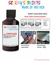 paint code location sticker for Chrysler Sebring Deep Lava Red Code: Pmq Car Touch Up Paint