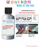 paint code location sticker for Chrysler Plymouth Diamond Blue Code: C1 Car Touch Up Paint