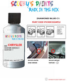 paint code location sticker for Chrysler Caravan Diamond Blue Code: C1 Car Touch Up Paint