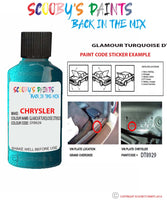 paint code location sticker for Chrysler Plymouth Glamour Turquoise Code: Dt8929 Car Touch Up Paint