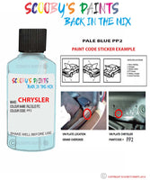 paint code location sticker for Chrysler Plymouth Pale Blue Code: Pp2 Car Touch Up Paint