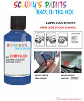 paint code location sticker for Chrysler Plymouth Lapis Blue Code: Dt8957 Car Touch Up Paint