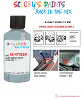 paint code location sticker for Chrysler Caravan Magnesium Code: Pk Car Touch Up Paint