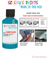 paint code location sticker for Chrysler Voyager Light Teal Code: Sq1 Car Touch Up Paint