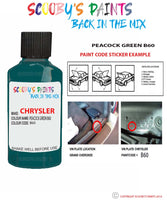 paint code location sticker for Chrysler Vision Peacock Green Code: B60 Car Touch Up Paint