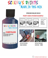 paint code location sticker for Chrysler Sebring Prism Blue Code: B59 Car Touch Up Paint