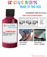 paint code location sticker for Chrysler Plymouth Rasberry Red Code: Ac10833 Car Touch Up Paint