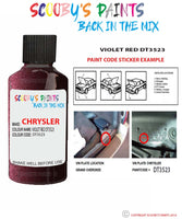 paint code location sticker for Chrysler Caravan Violet Red Code: Dt3523 Car Touch Up Paint