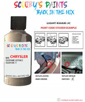 paint code location sticker for Chrysler Voyager Light Khaki Code: Jc Car Touch Up Paint