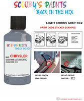 paint code location sticker for Chrysler Caravan Light Cirrus Grey Code: Rc2 Car Touch Up Paint