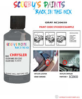 paint code location sticker for Chrysler Sebring Gray Code: Ac20650 Car Touch Up Paint