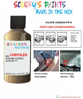 paint code location sticker for Chrysler Caliber Optic Green Code: Pfg Car Touch Up Paint