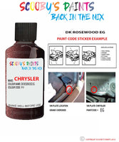 paint code location sticker for Chrysler Caravan Dk Rosewood Code: Eg Car Touch Up Paint