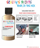 paint code location sticker for Chrysler Plymouth Golden Tan Code: At7 Car Touch Up Paint