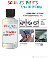 paint code location sticker for Chrysler Caravan Golden White Code: Swp Car Touch Up Paint