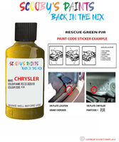 paint code location sticker for Chrysler 300 Series Onyx Green Code: Pjr Car Touch Up Paint