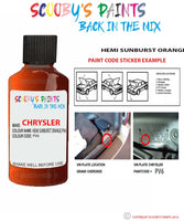 paint code location sticker for Chrysler Caravan Hemi Sunburst Orange Code: Pv6 Car Touch Up Paint