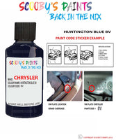 paint code location sticker for Chrysler Sebring Huntington Blue Code: Bv Car Touch Up Paint