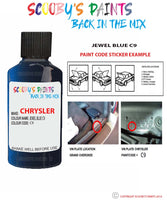 paint code location sticker for Chrysler Caravan Jewel Blue Code: C9 Car Touch Up Paint