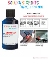 paint code location sticker for Chrysler Plymouth Jewel Blue Code: C9 Car Touch Up Paint