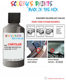paint code location sticker for Chrysler Vision Kaiser Silver Code: Ac10639 Car Touch Up Paint