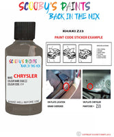 paint code location sticker for Chrysler 300 Series Khaki Code: Zj3 Car Touch Up Paint