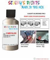 paint code location sticker for Chrysler Neon Light Almond Code: Pkj Car Touch Up Paint