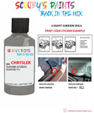 paint code location sticker for Chrysler Caravan Light Green Code: Rg2 Car Touch Up Paint