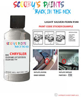 paint code location sticker for Chrysler Voyager Light Silver Fern Code: Pjm Car Touch Up Paint
