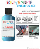 paint code location sticker for Chrysler Plymouth Light Spectrum Blue Code: Ac10932 Car Touch Up Paint