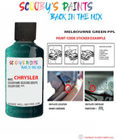 paint code location sticker for Chrysler Caravan Melbourne Green Code: Ppl Car Touch Up Paint
