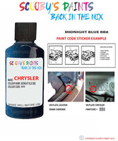 paint code location sticker for Chrysler Caravan Midnight Blue Code: Bb8 Car Touch Up Paint