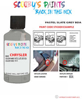 paint code location sticker for Chrysler Pt Cruiser Pastel Slate Grey Code: Bda Car Touch Up Paint