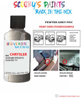 paint code location sticker for Chrysler 300 Series Pewter Grey Code: Pdc Car Touch Up Paint