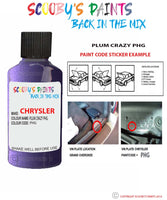 paint code location sticker for Chrysler 300 Series Plum Crazy Code: Phg Car Touch Up Paint