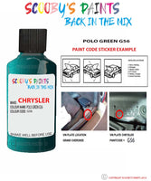 paint code location sticker for Chrysler Avenger Polo Green Code: G56 Car Touch Up Paint