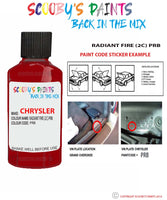 paint code location sticker for Chrysler Plymouth Radiant Fire (2C) Code: Prb Car Touch Up Paint