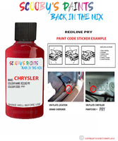 paint code location sticker for Chrysler 300 Series Redline Code: Pry Car Touch Up Paint