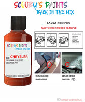 paint code location sticker for Chrysler Neon Salsa Red Code: Pe5 Car Touch Up Paint