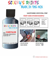 paint code location sticker for Chrysler Sebring Convertible Sapphire Crystal Code: Pbf Car Touch Up Paint