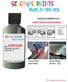 paint code location sticker for Chrysler Voyager Shale Green Code: Yg7 Car Touch Up Paint