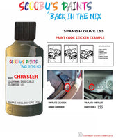 paint code location sticker for Chrysler Avenger Spanish Olive Code: L55 Car Touch Up Paint