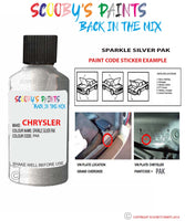 paint code location sticker for Chrysler Caravan Sparkle Silver Code: Pak Car Touch Up Paint