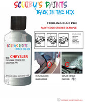 paint code location sticker for Chrysler Voyager Sterling Blue Code: Pb2 Car Touch Up Paint