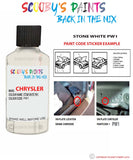 paint code location sticker for Chrysler Intrepid Stone White Code: Pw1 Car Touch Up Paint