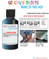 paint code location sticker for Chrysler Sebring Torched Steel Deep Blue Code: T34 Car Touch Up Paint