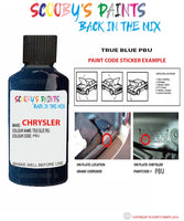paint code location sticker for Chrysler Caravan True Blue Code: Pbu Car Touch Up Paint